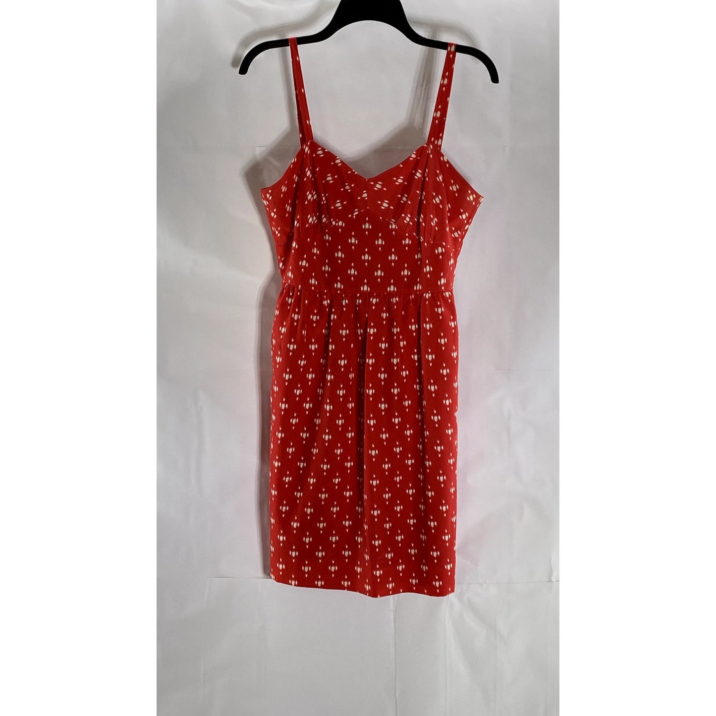 J.CREW Women's Red Printed V-Neck Adjustable Strap Mini Dress SZ 8