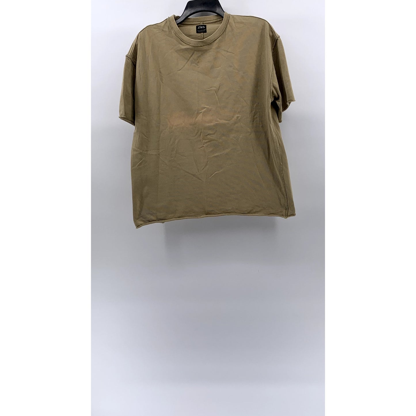 ZARA Women's Tan Crewneck Oversized Short Sleeve Top SZ S