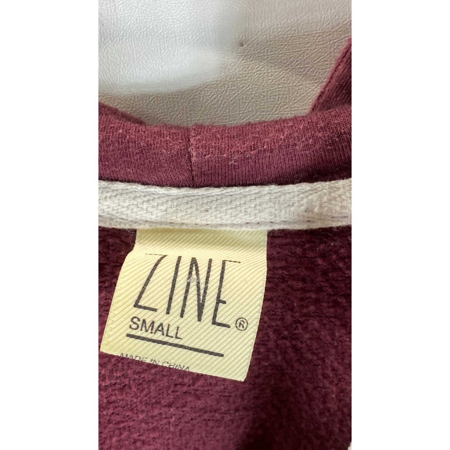 Zumiez ZINE Women's Black/Burgundy Colorblock Zip-Up Hooded Sweater SZ S