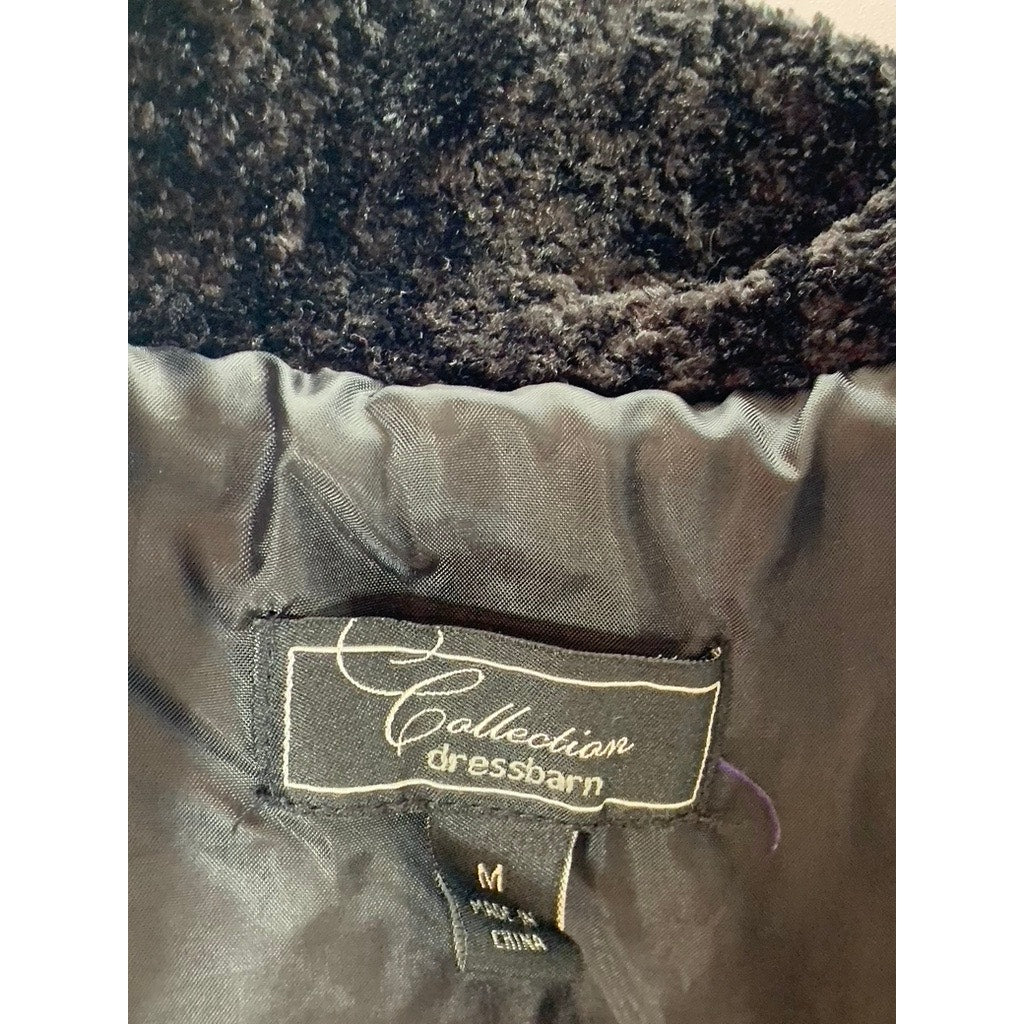 DRESSBARN COLLECTION Women's Black Faux-Fur Open-Front Shawl SZ M