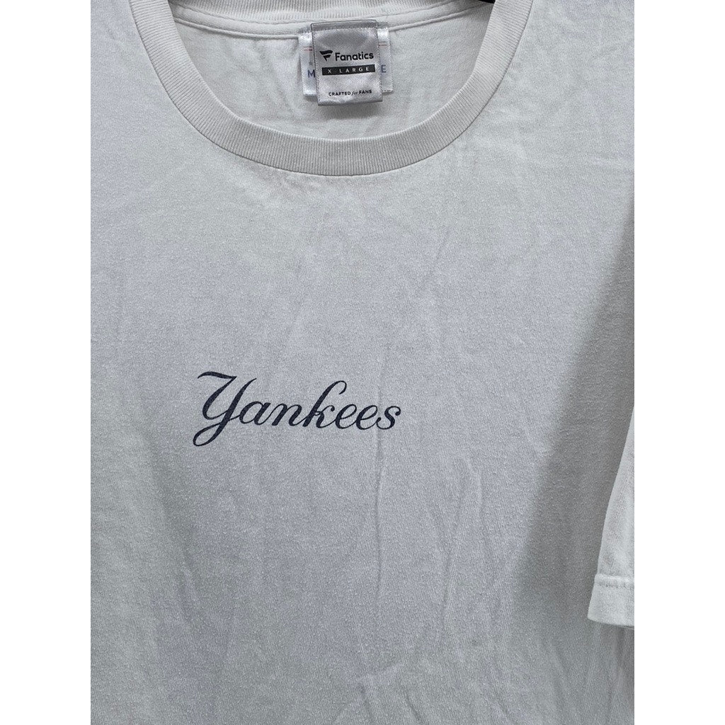FANATICS Men's White-Navy New York Yankees Crewneck Short Sleeve T-Shirt SZ XL