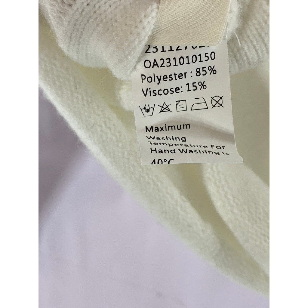 COMMENSE Women's Off-White Piping Mock-Neck Long Sleeve Knit Top SZ XS(US2)
