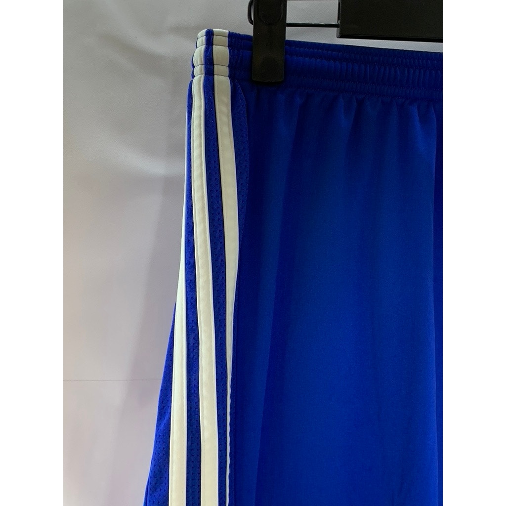 ADIDAS Women's Blue/White 3-Stripe Elastic Waist Climacool Pull-On Shorts SZ S