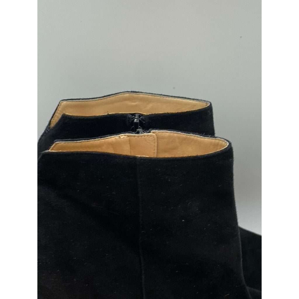 COLE HAAN Women's Black Suede Pointed-Toe Wedge Ankle Bootie SZ 8.5