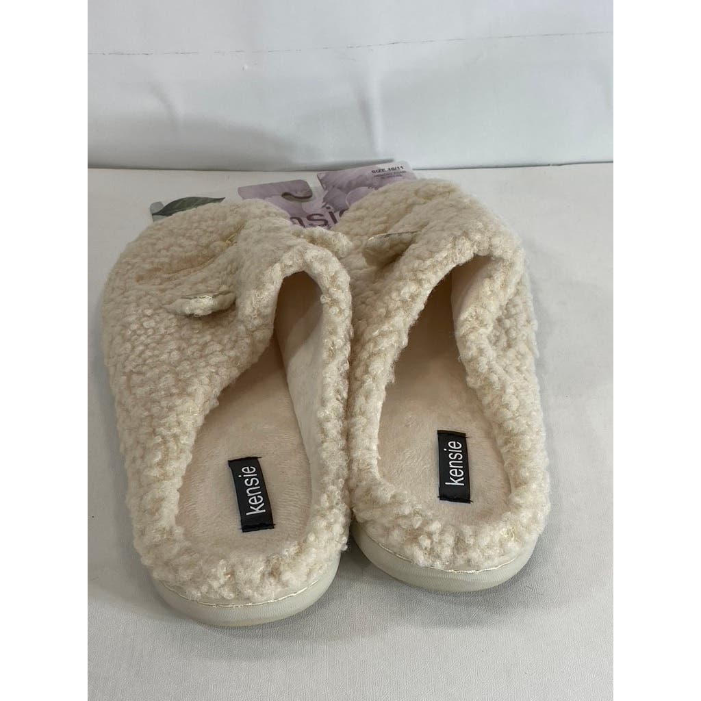 KENISE Women's Ivory Comfy Critter Faux-Fur Memory Foam Clog Slipper SZXL(10/11)