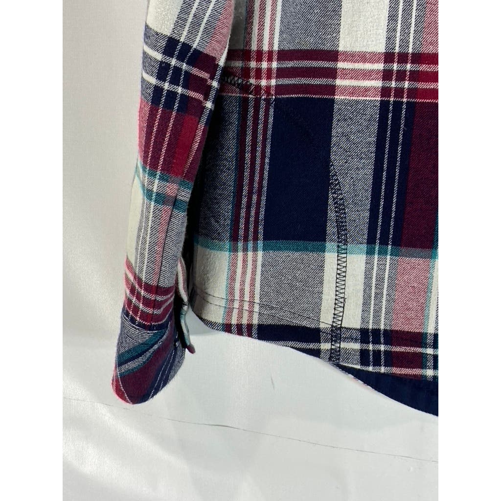 ORVIS Women's Red/Navy Plaid Fleece Lined Flannel Pinnacle Shirt Jacket SZ S