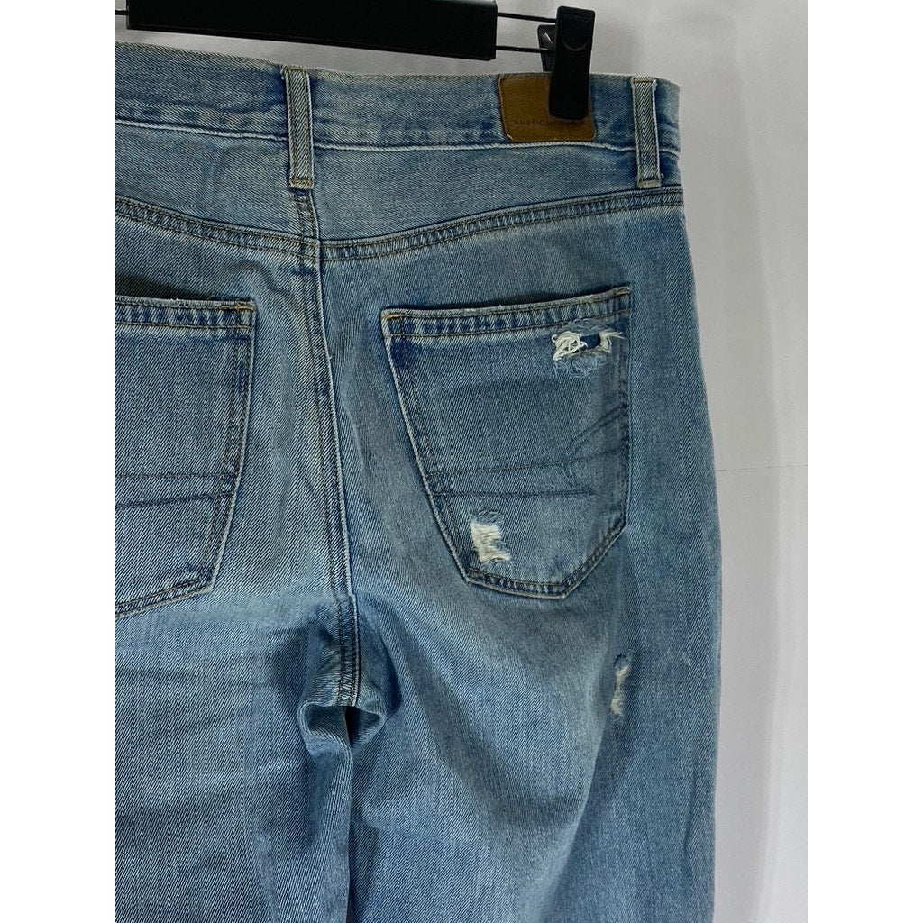 AMERICAN EAGLE Women's Light Blue Regular-Fit Distressed Skinny-Leg Jean SZ 4