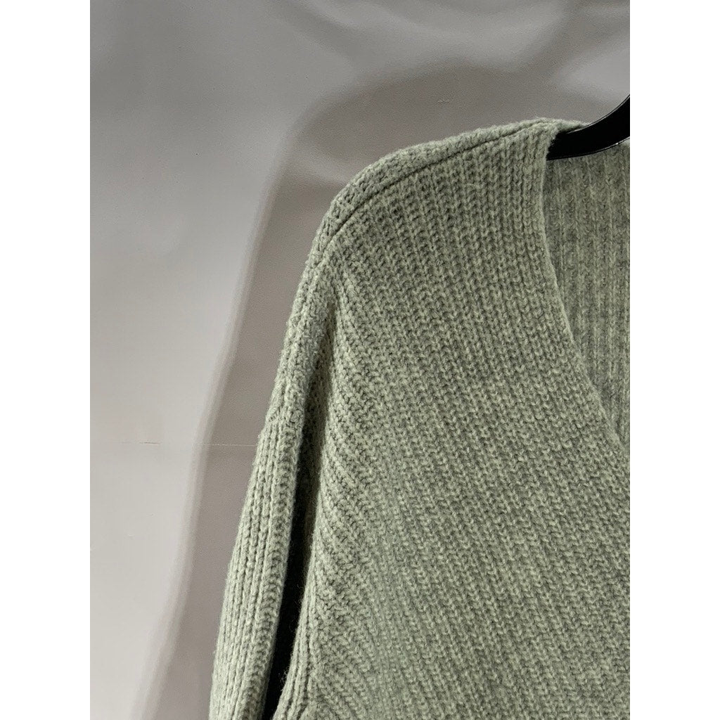 H&M Women's Gray V-Neck Rib Knit Pullover Sweater SZ M