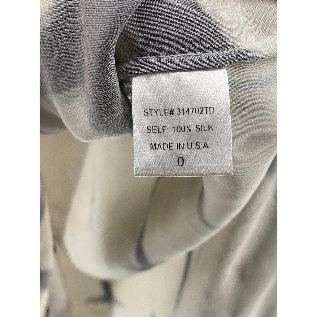 ADAM LIPPIES Women's Beige-Black Silk Printed Button-Up Tunic Top SZ 0