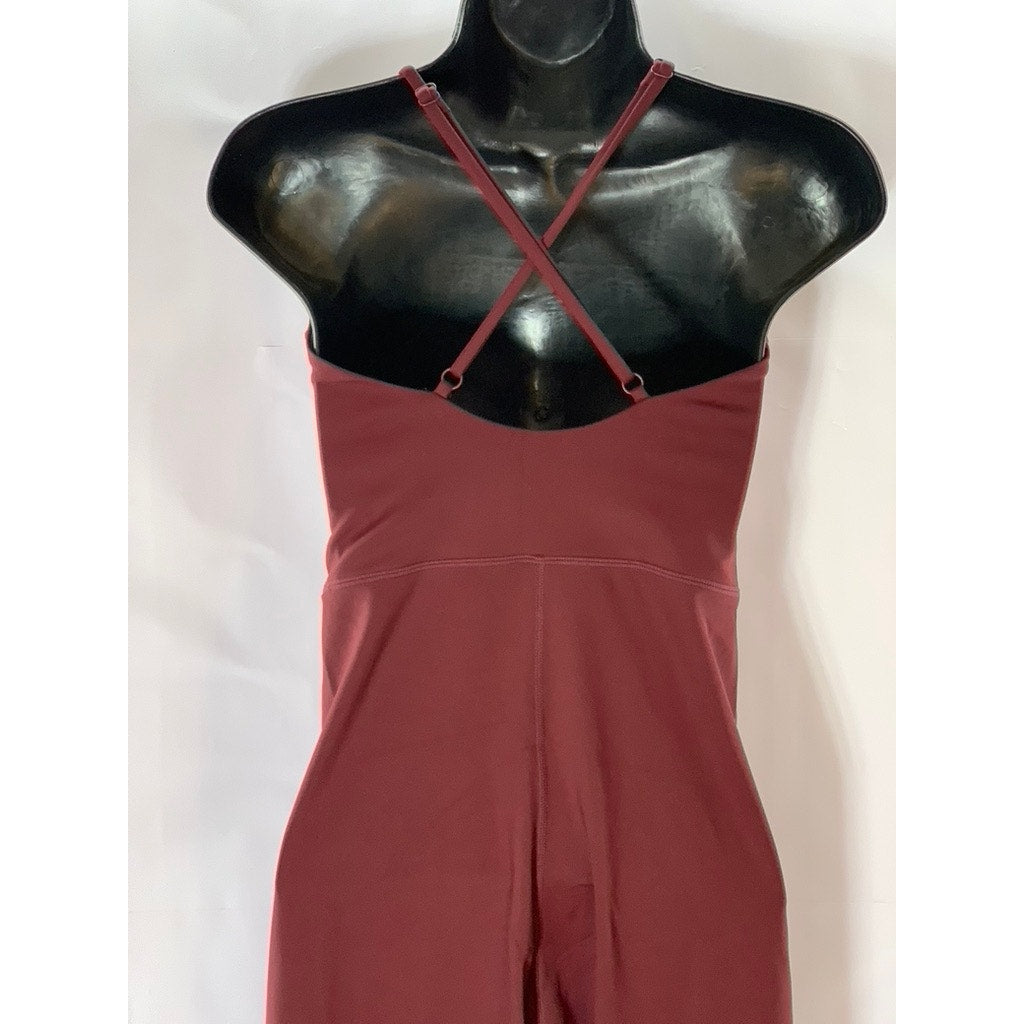 IVL Women's Burgundy V-Neck Spaghetti Cross Back Jumpsuit SZ 6