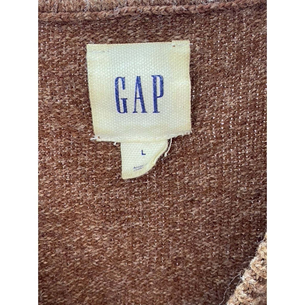 GAP Women's Brown Vicuna Crewneck 50/50 Long Sleeve Knit Sweater SZ L