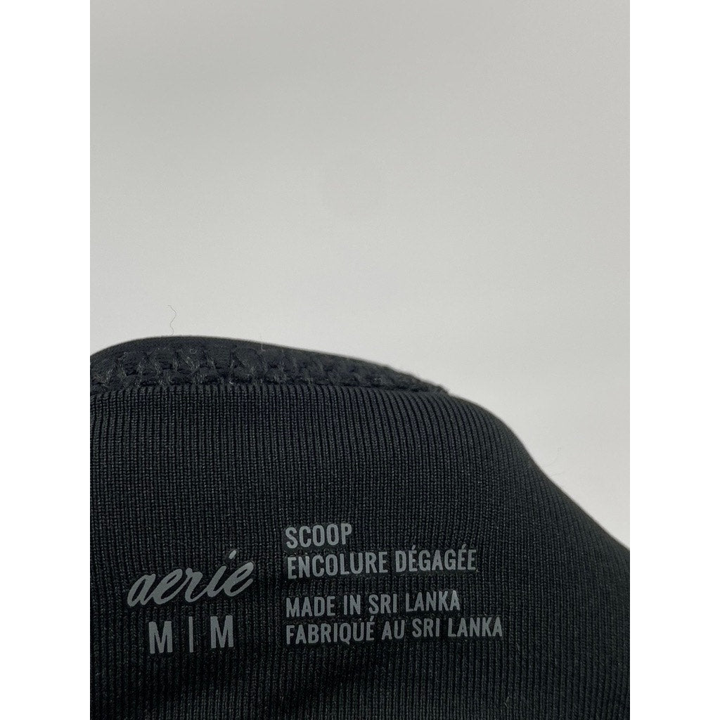 AERIE Women's Black Ruffle Wrap V-Neck Bikini Top SZ M