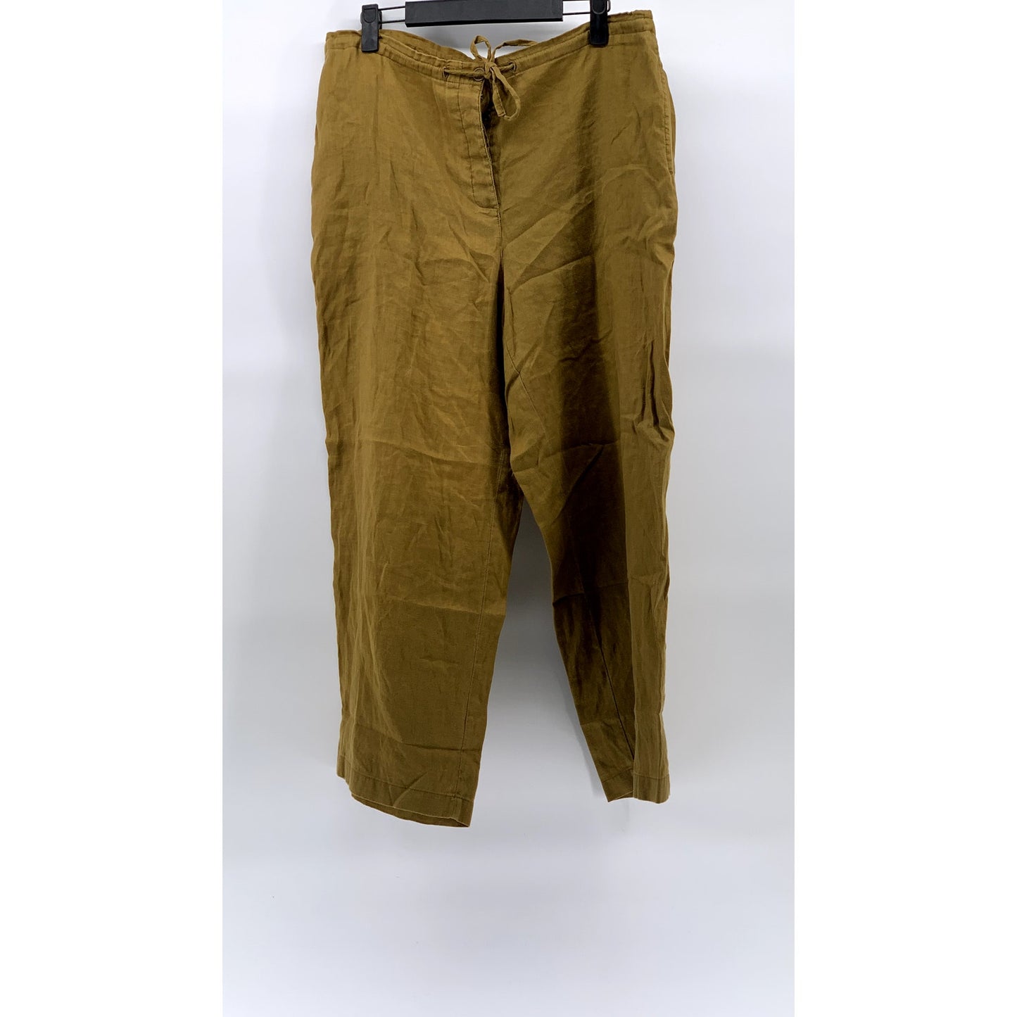 ANN TAYLOR Women’s Tan Linen Button-Front Drawstring Pull-On Pants SZ 8