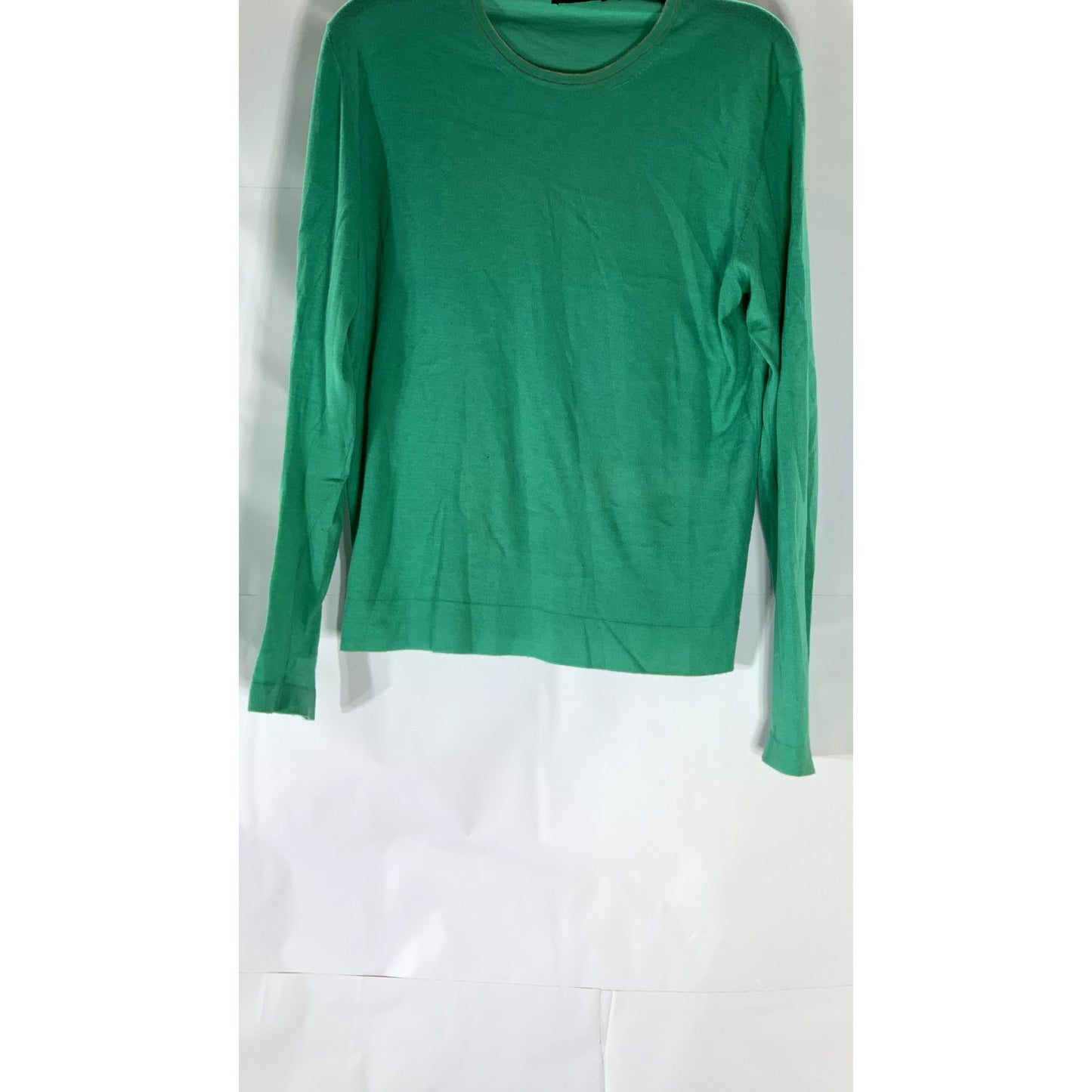 CALVIN KLEIN Collection Women's Green Crewneck Cashmere-Cotton Knit Sweater SZ M