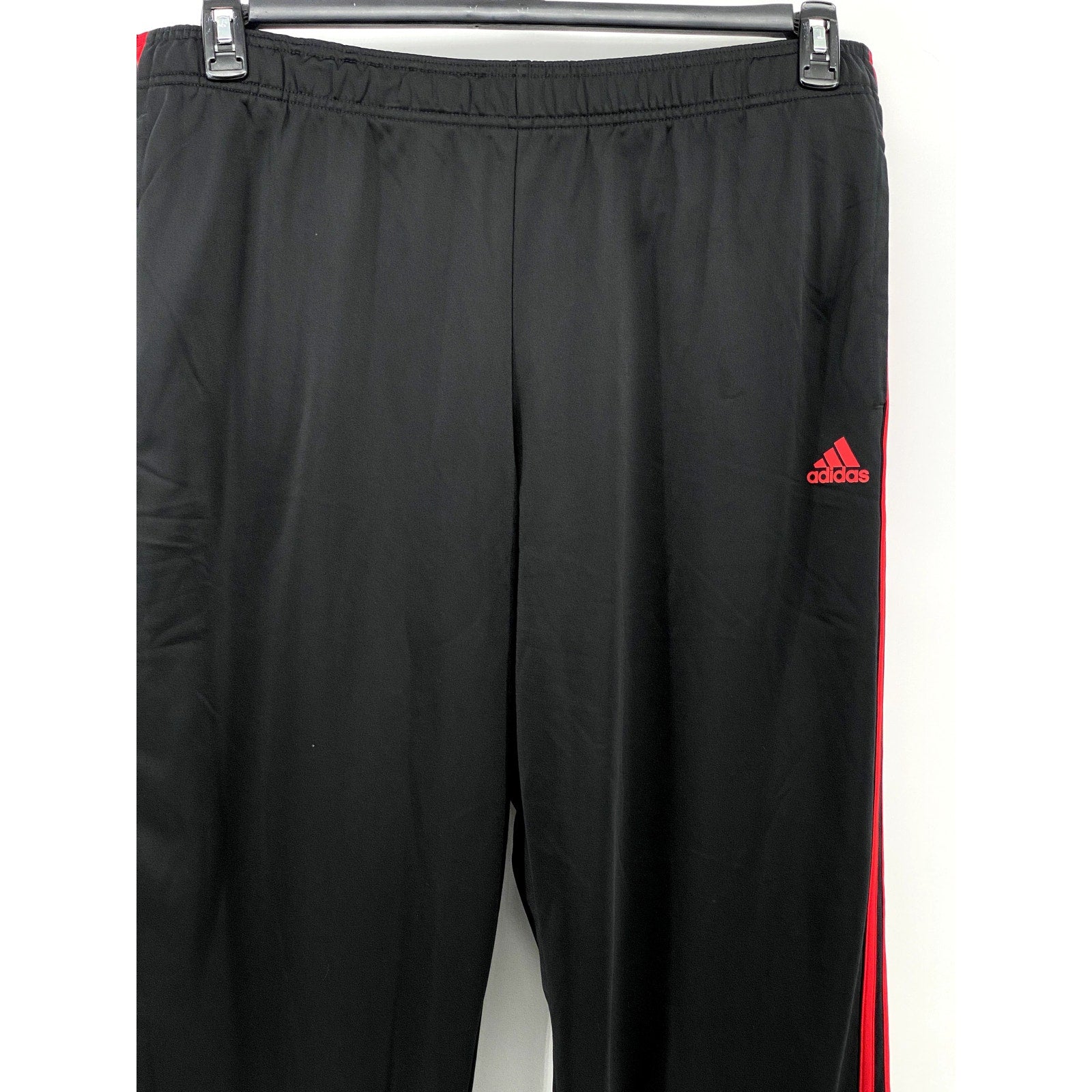 ADIDAS Men's Black-Red Side Stripe Regular-Fit Straight-Leg Track Pant SZ 2XL