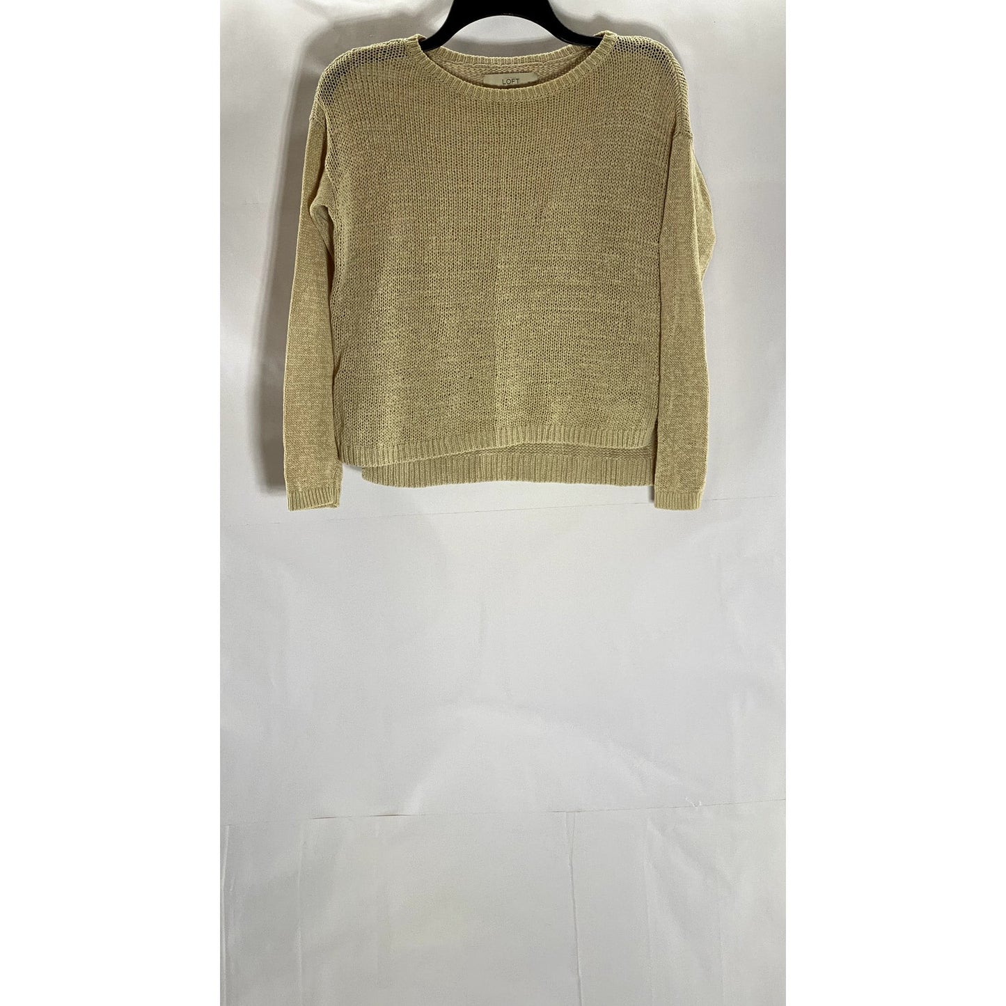 ANN TAYLOR LOFT Women's Petite Tan Knit Crewneck Long Sleeve Sweater SZ XS/P