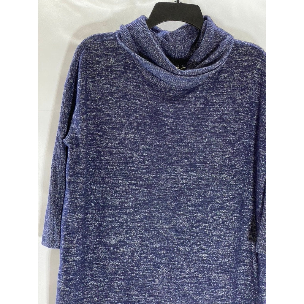 GAP Women's Navy Marl Softspun Cowl-Neck Long Sleeve Knit Sweater Dress SZ S