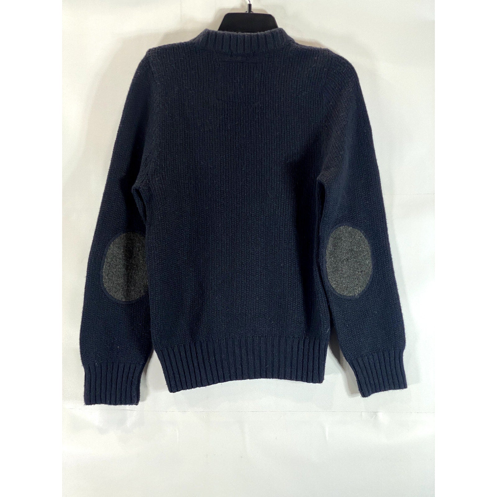 ABERCROMBIE & FITCH Men's Black Knit Crewneck Elbow-Patch Muscle Sweater SZ S