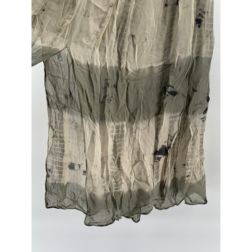 ZARA Women's Beige Printed Pull-On Pleated A-Line Midi Skirt SZ M