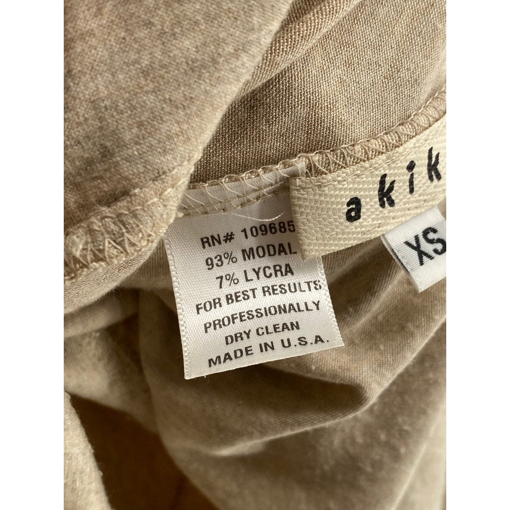 AKIKO Women's Tan Crewneck Sleeveless Cutout Drapey Back Casual Mini Dress SZ XS