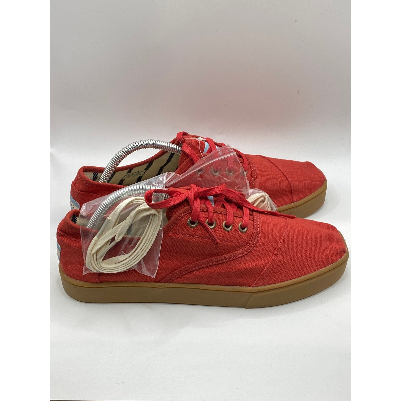 TOMS Men's Brick Red Canvas Cordones Lace-Up Round-Toe Sneakers SZ 9