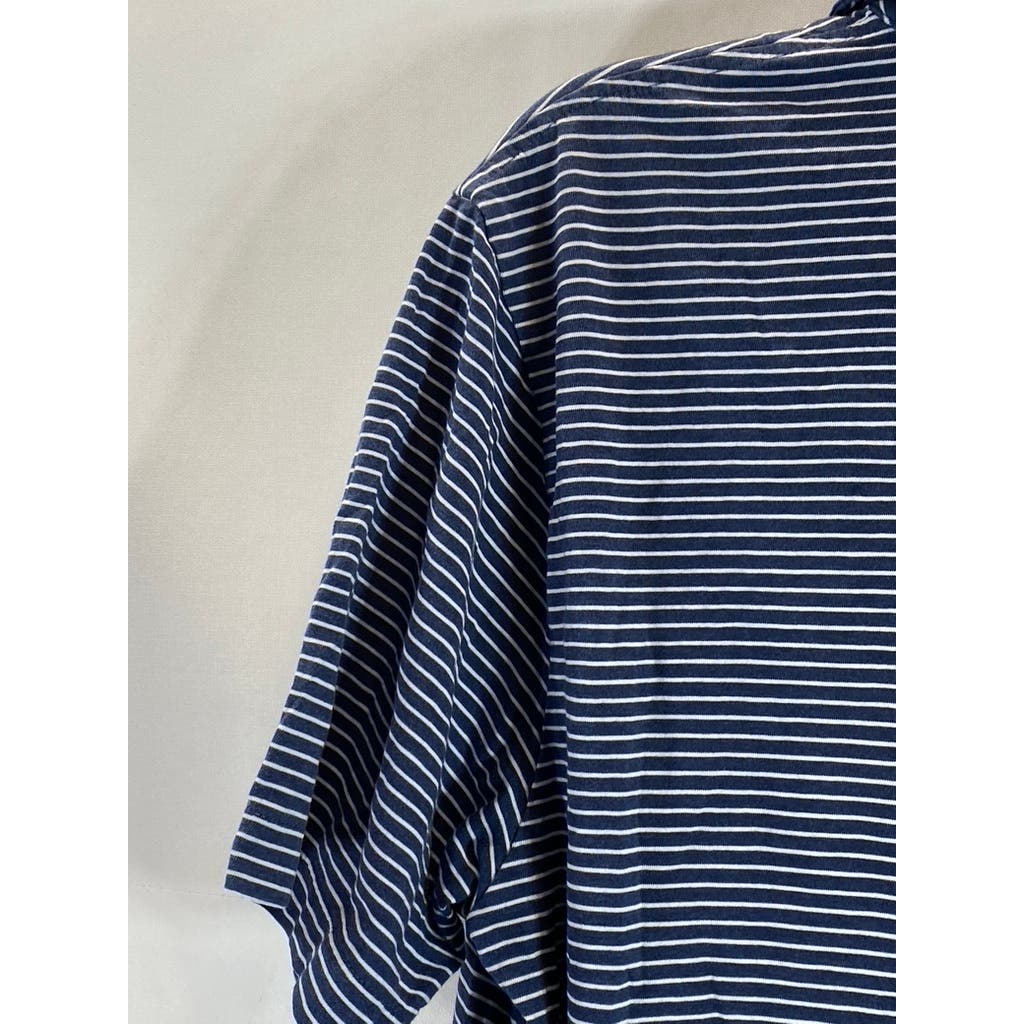 VINEYARD VINES Men's Navy Feeder Striped Pima Short Sleeve Polo SZ XL