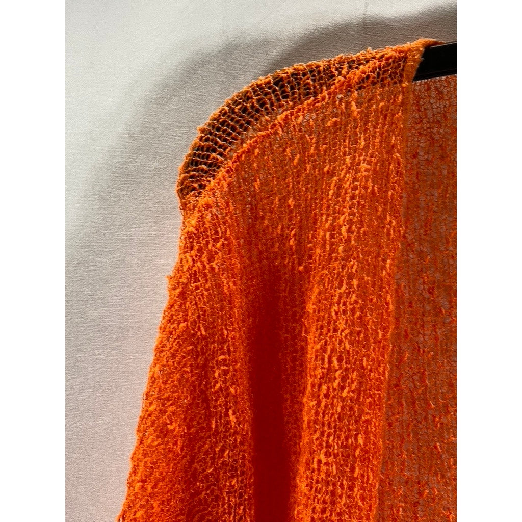 EXOTIC Women's Bright Orange Knit Open Front Elbow-Sleeve Shrug SZ OS