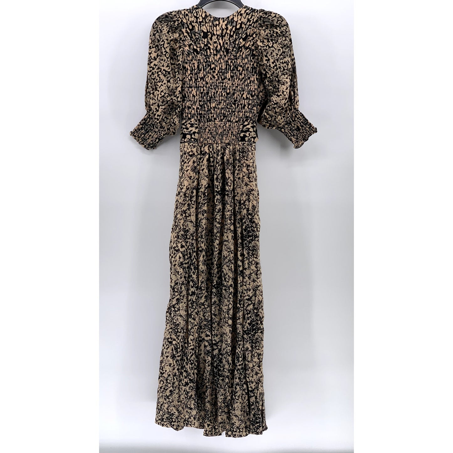 FREE PEOPLE Women's Brown Printed V-Neck Cutout Casual Maxi Dress SZ XS