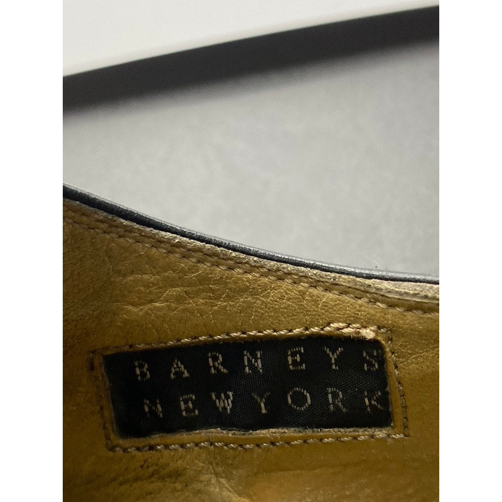 BARNEYS NEW YORK Men's Vintage Black Leather Round-Toe Monk Strap Loafer 8.5