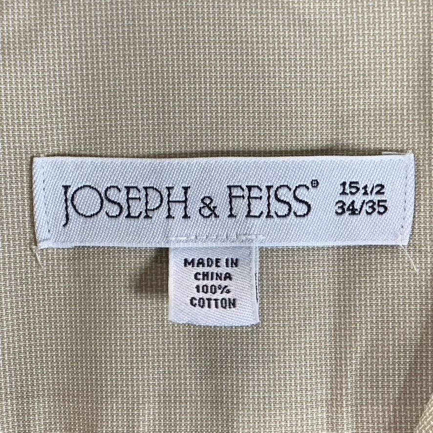 JOSEPH & FEISS Men's Beige Textured Non-Iron Button-Up Dress Shirt SZ 15.5-34/35