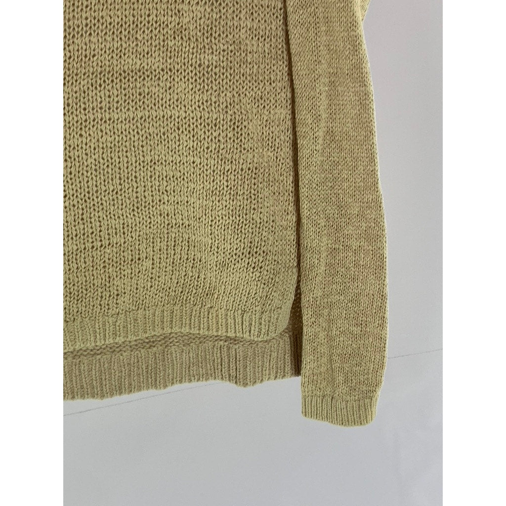 ANN TAYLOR LOFT Women's Petite Tan Knit Crewneck Long Sleeve Sweater SZ XS/P