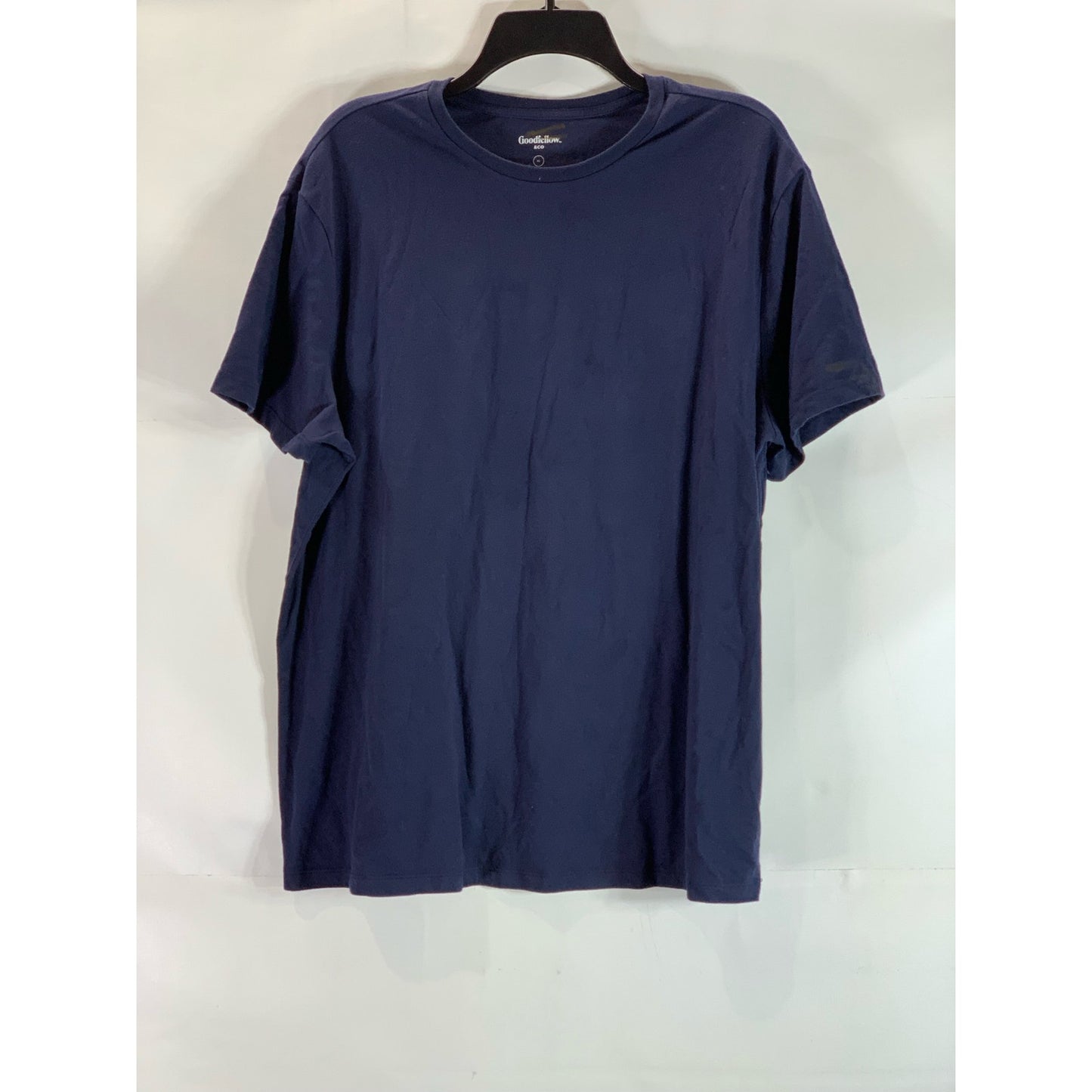 GOODFELLOW & CO Men's Navy Solid Crewneck Standard-Fit Short Sleeve Shirt XL
