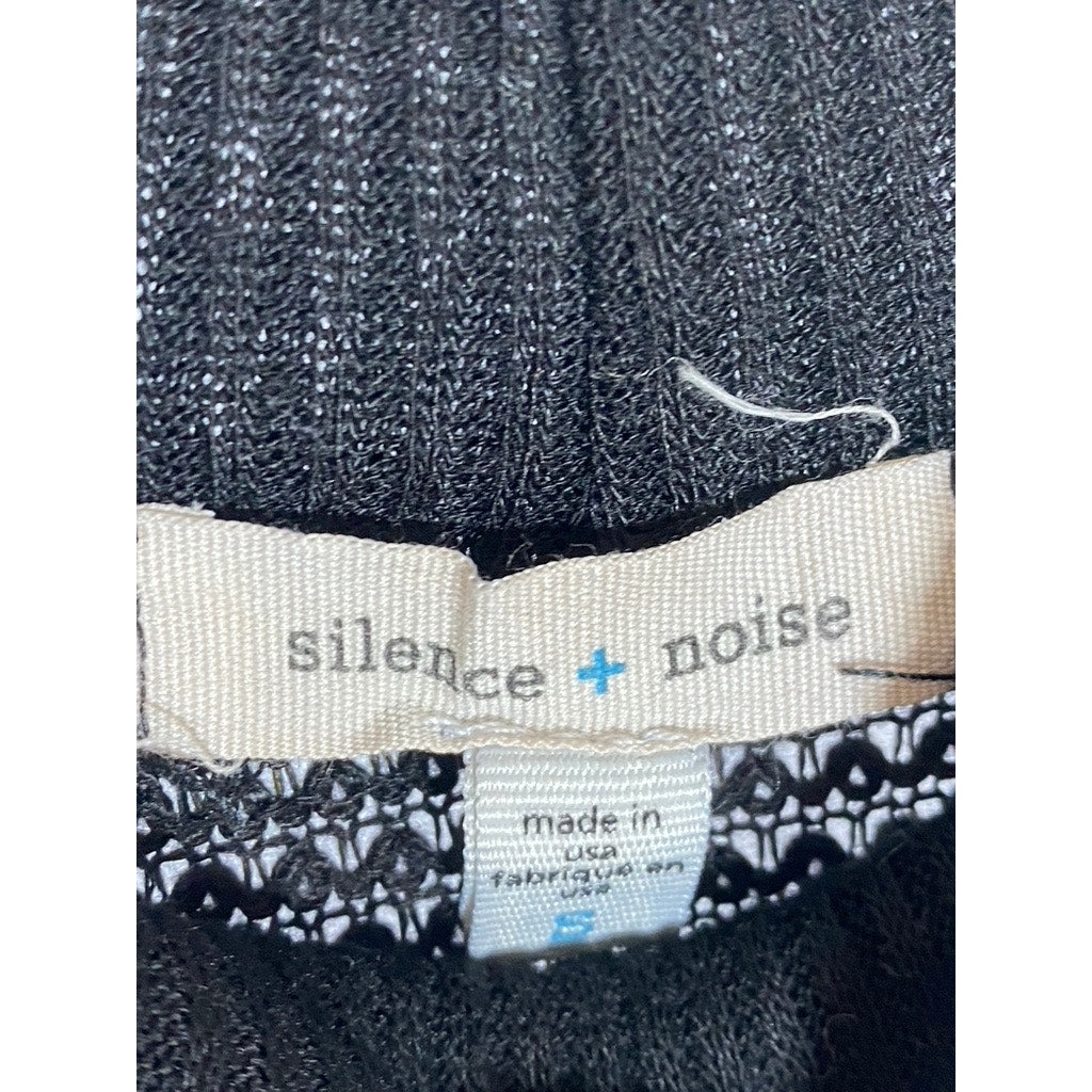 SILENCE + NOISE Women's Black Open Knit Mock-Neck Sleeveless Top SZ S