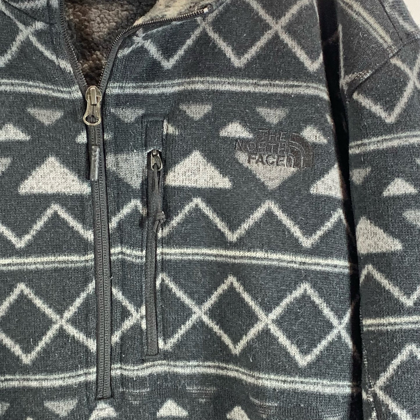 THE NORTH FACE Men's Black/Gray Novelty Gordon Lyon Quarter-Zip Sweater SZ 2XL