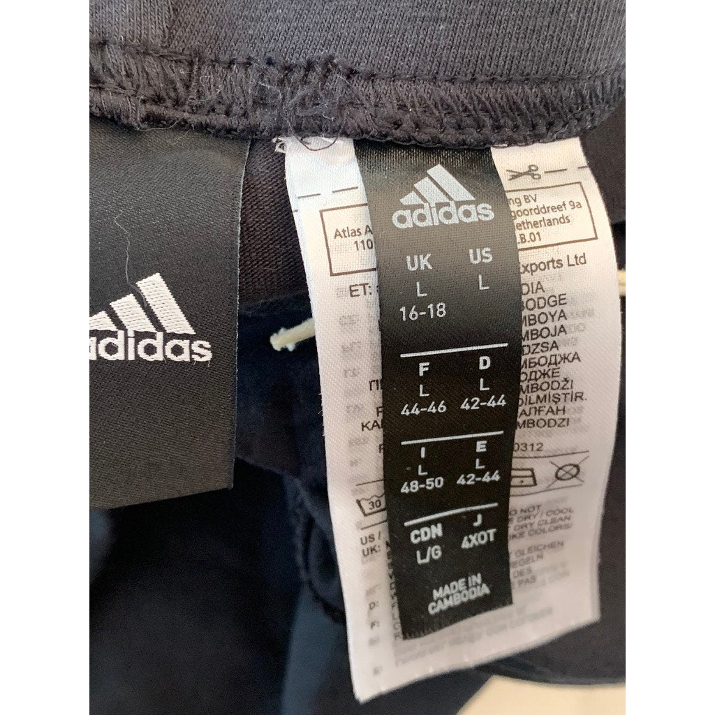 ADIDAS Women's Black/White Essential Linear Pull-On Tights SZ L