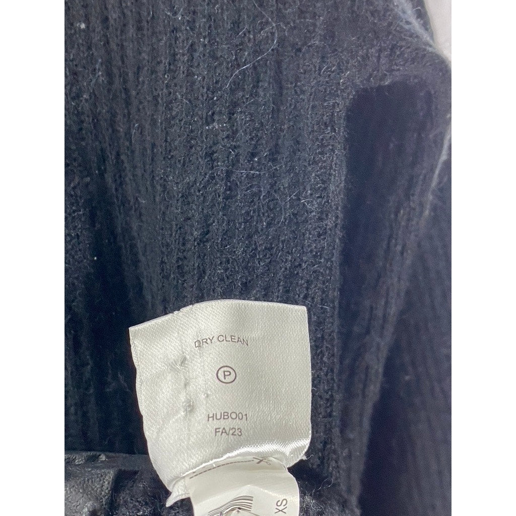 QUINCE Women's Black Wool-Blend Mock-Neck Knit Pullover Sweater SZ XS
