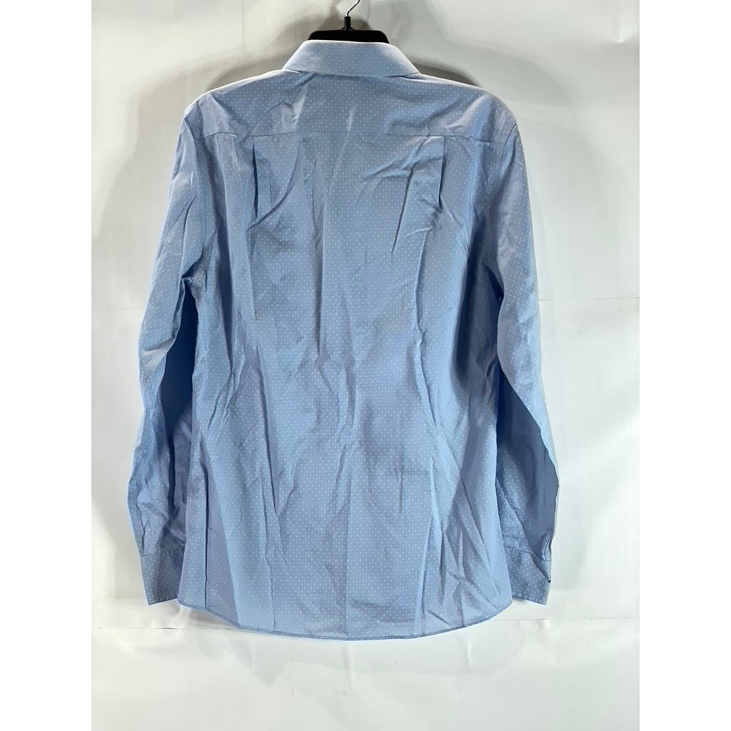 TOMMY HIILFIGER Men's Blue THFlex Supima Slim-Fit Stretch Button-Up Shirt SZ S