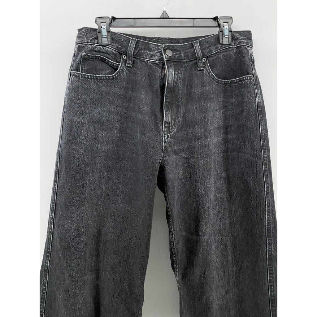 UNIQLO JEANS Women's Black Denim Straight-Leg Baggy Fit Jeans SZ 28X31