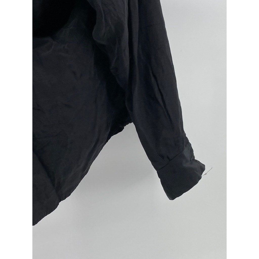 ARDMORE Women's Vintage Black Solid Button-Up Long Sleeve Top SZ M