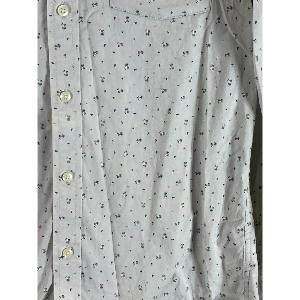 GOODFELLOW & CO Men's Silver Printed Every Wear Slim Button-Up Poplin Shirt SZ M
