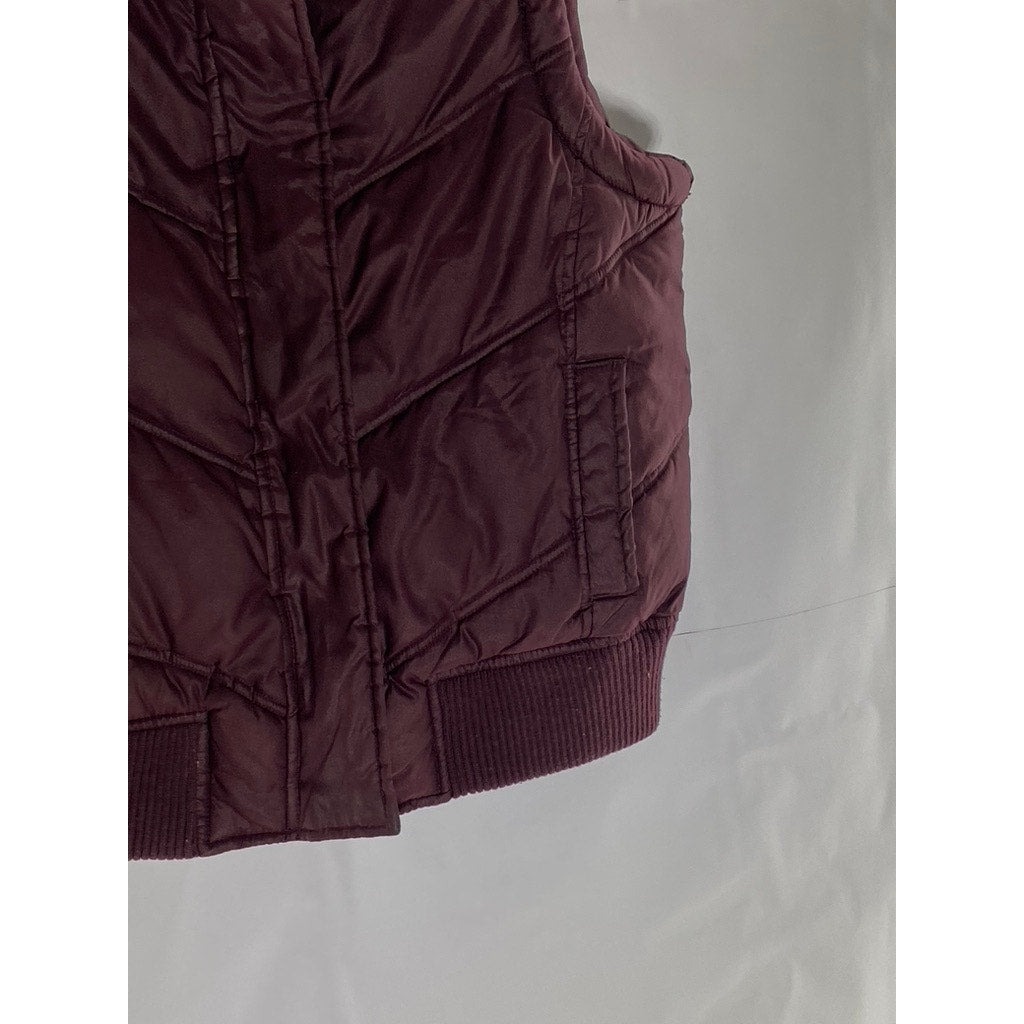 GAP Women's Burgundy Zip-Up Sleeveless Puffer Vest SZ M