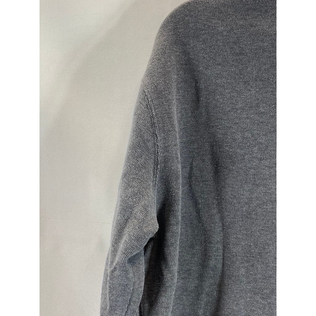 POLO RALPH LAUREN Men's Gray Classic Estate-Rib Quarter-Zip Pullover Sweater SZM