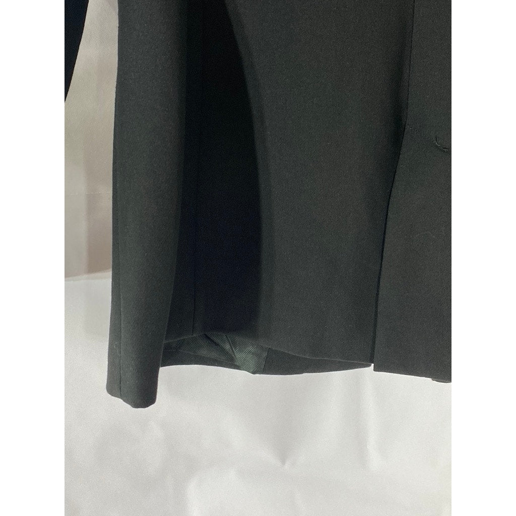 ZARA Women's Solid Black Fitted Hook-Closure Collarless Blazer SZ M