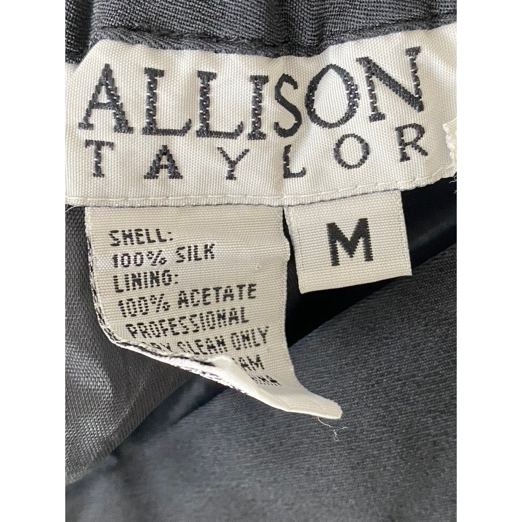 ALLISON TAYLOR Women's Black Silk Solid Vintage Mini Skirt SZ M