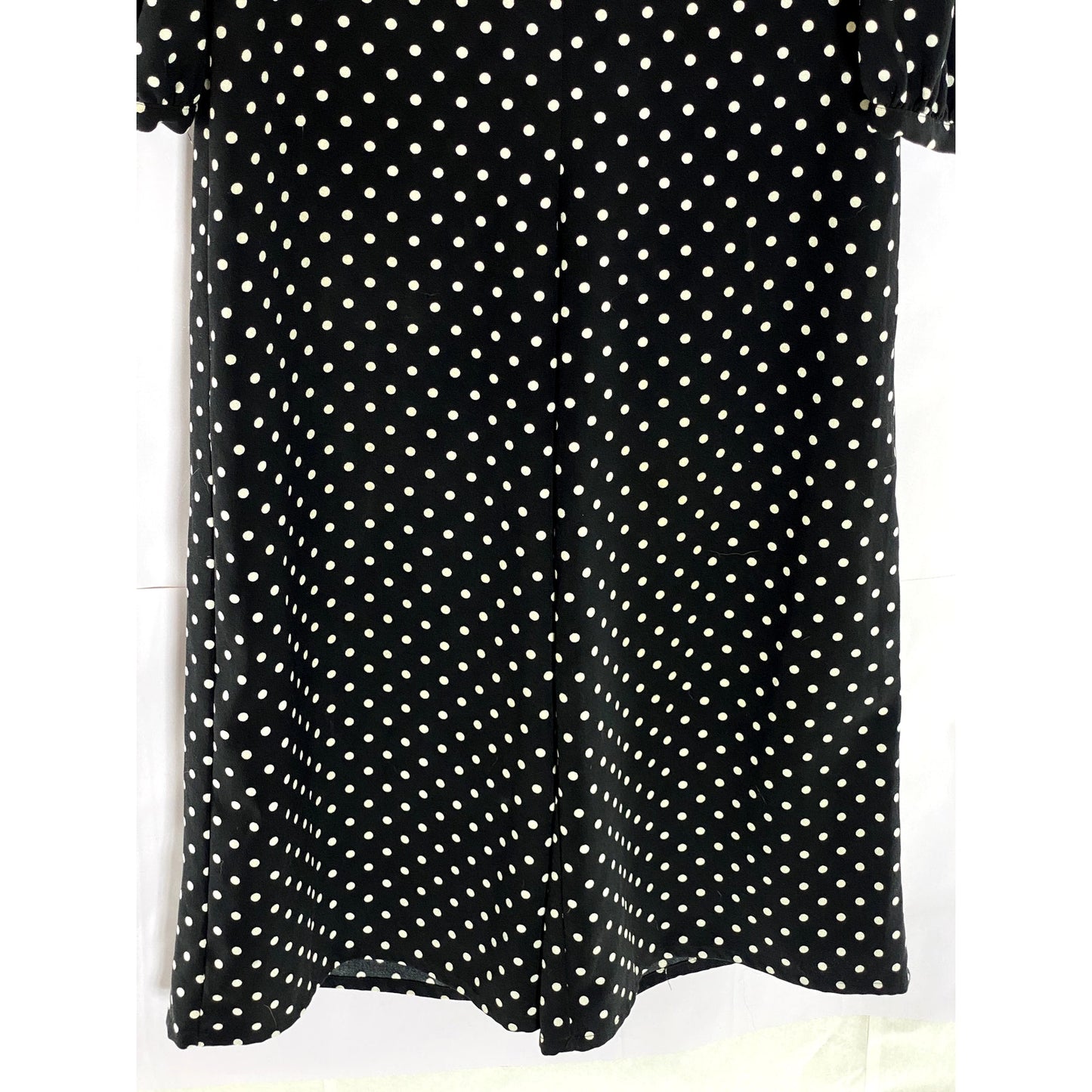 ZARA Women's Black-White Polka Dot V-Neck Long-Sleeve Cropped Jumpsuit SZ XS