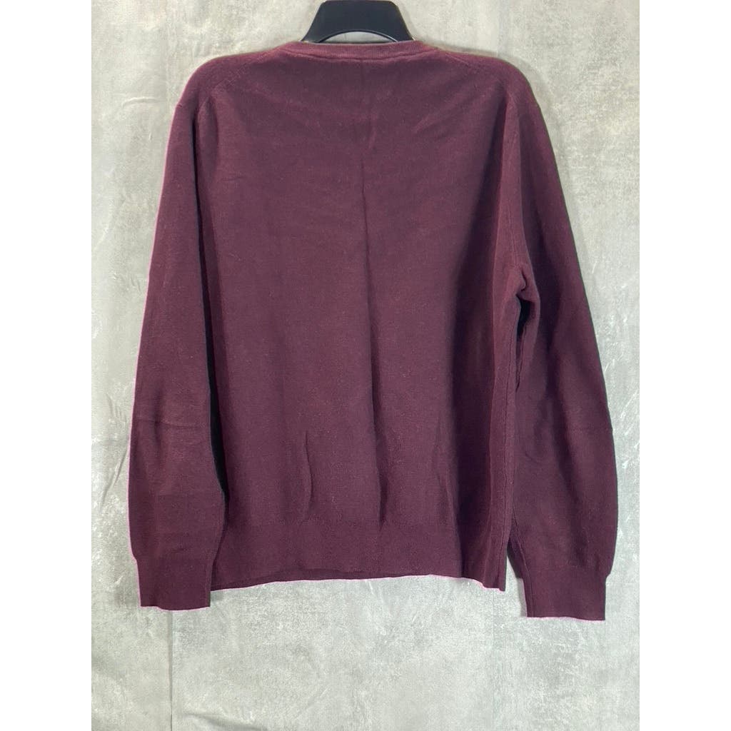 J.CREW Men's Eggplant Crewneck Knit Long Sleeve Pullover Sweater SZ L