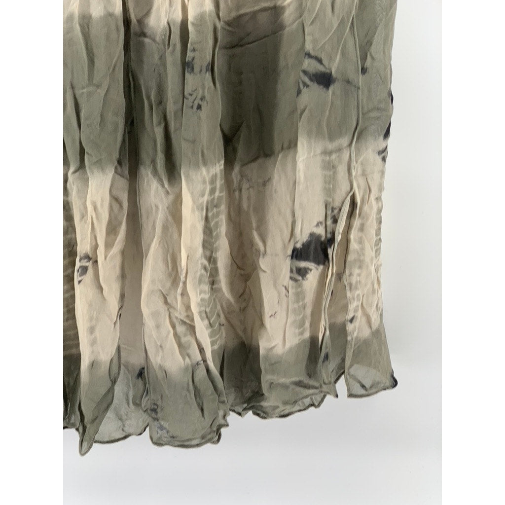 ZARA Women's Beige Printed Pull-On Pleated A-Line Midi Skirt SZ M