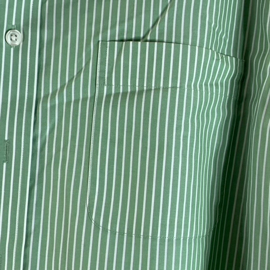 EDDIE BAUER Men's Tall Green Striped Relaxed-Fit Button-Up Shirt SZ L/T