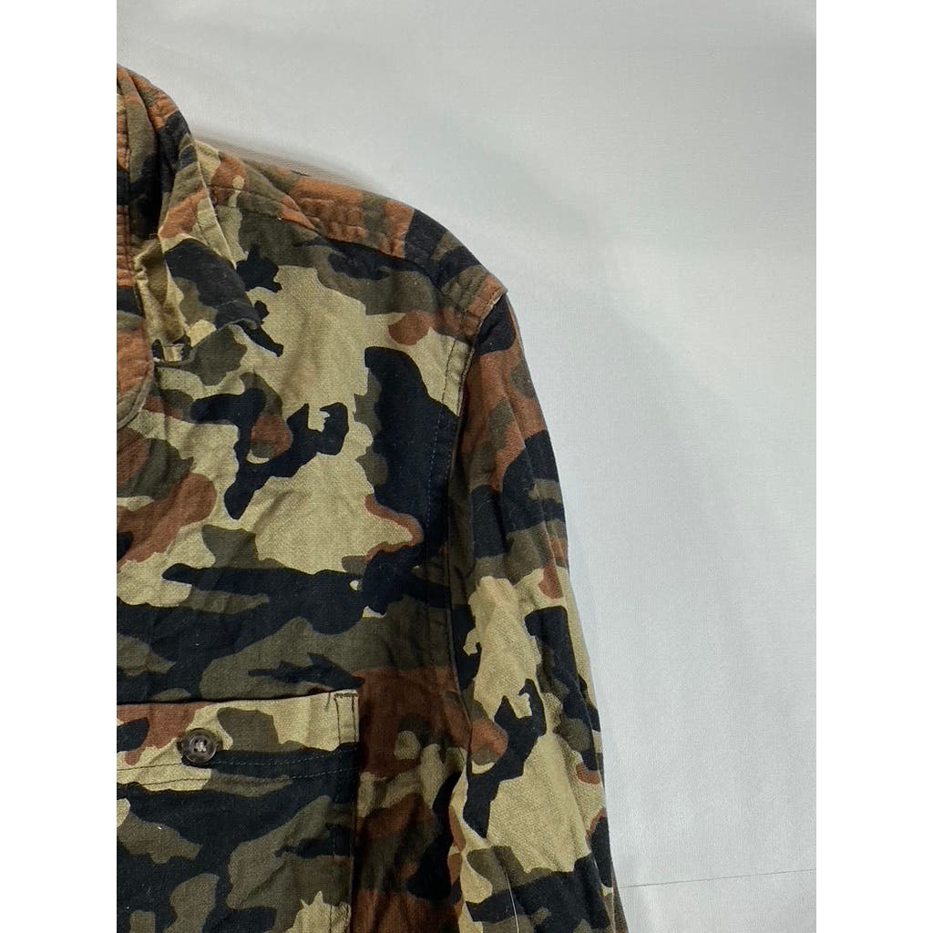 GOODFELLOW & CO Men's Green Camo Standard-Fit Button-Up Long Sleeve Shirt SZ M