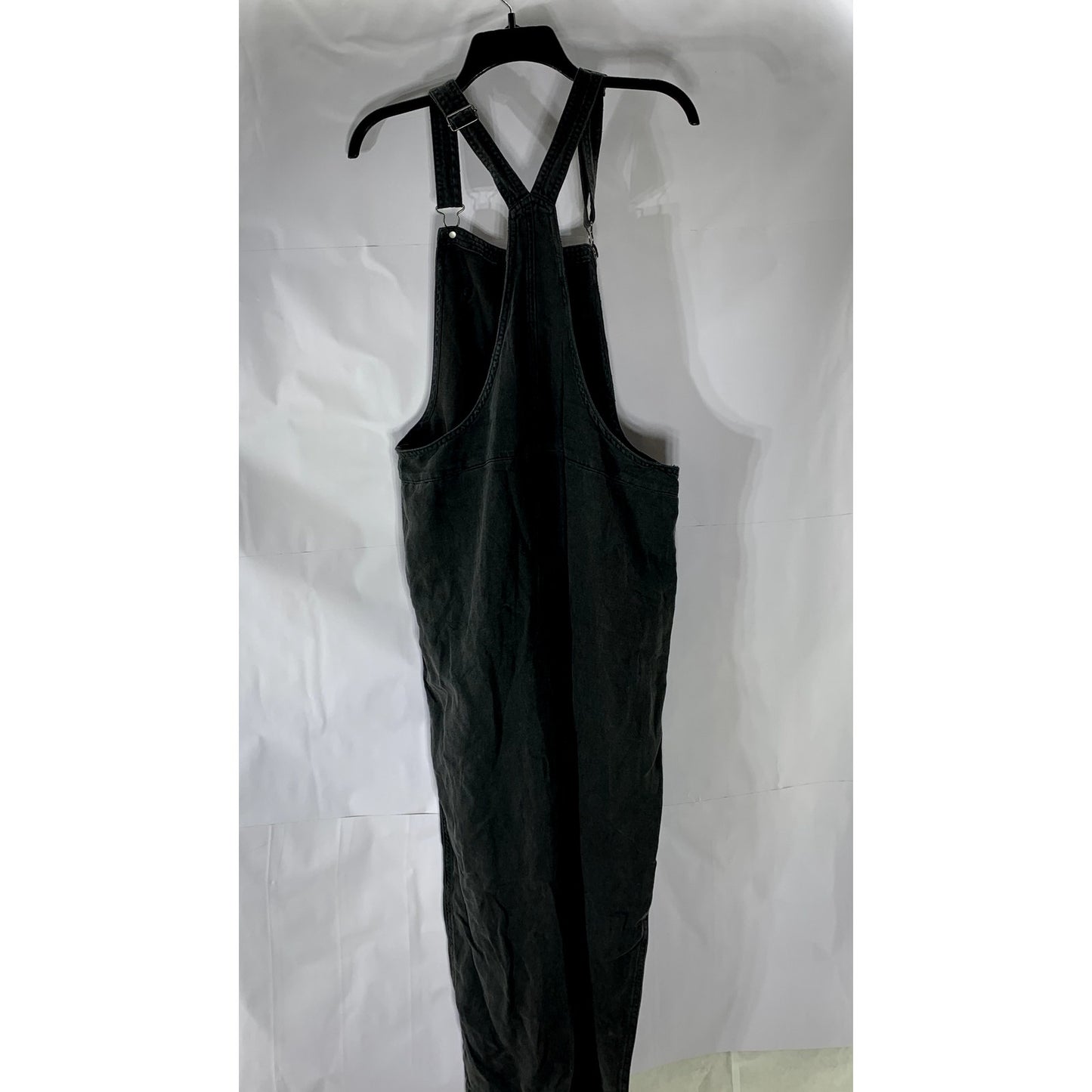 AERIE Women's Washed Black Denim Adjustable Straps Relaxed-Fit Jean Overall SZ M